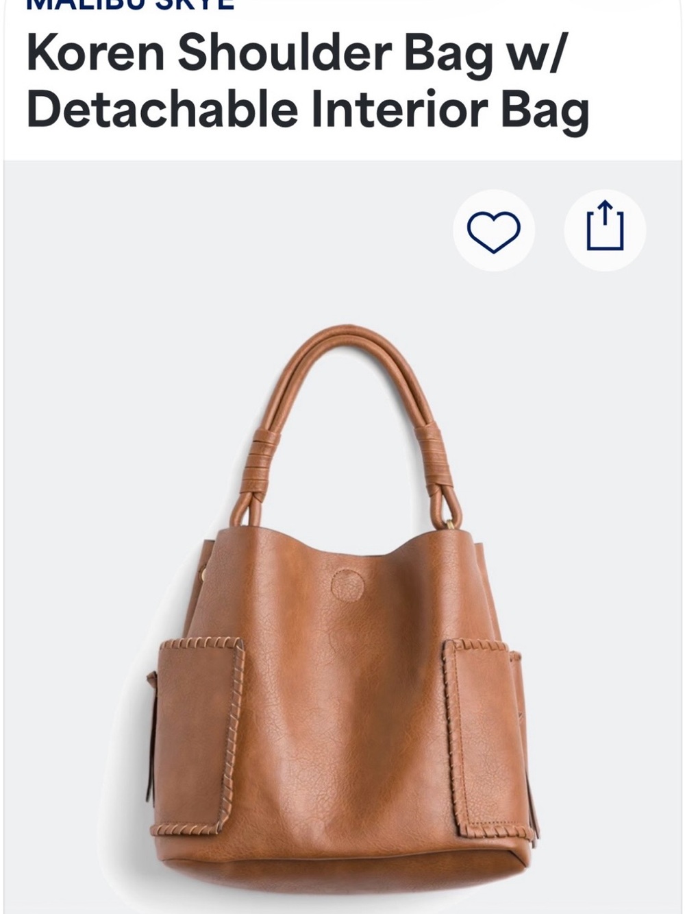 Classic Brown Shoulder Bag with Detachable Strap